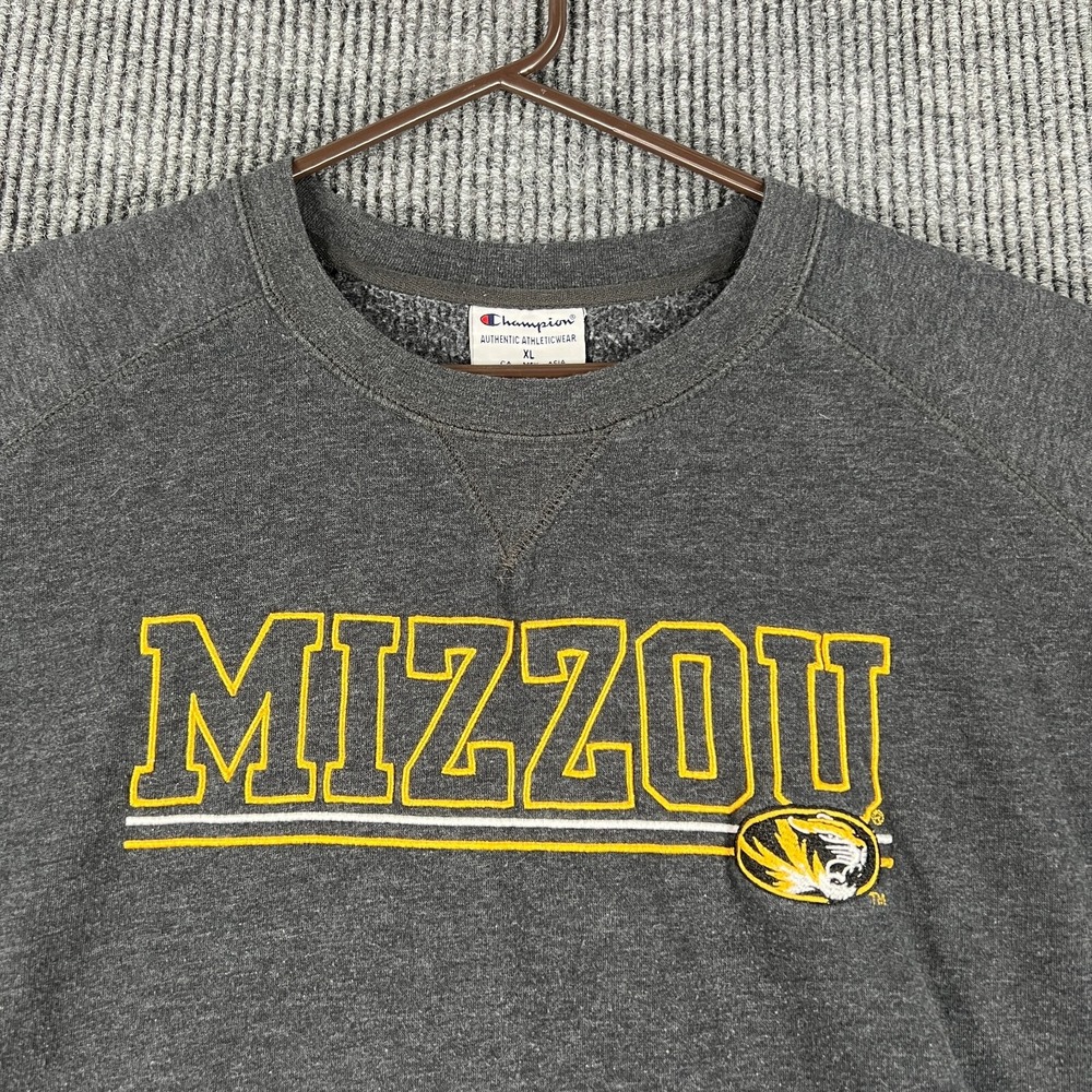 Missouri Tigers Mizzou Mens Sweatshirt XL Extra Large Gray Long Sleeve Champion